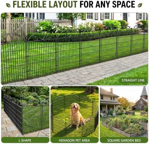 No Dig Garden Fence Outdoor for Yard, 10 Panels with Gate - Image 6