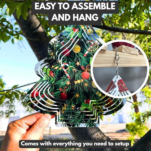 echomerx 5-Pack Sublimation Wind Spinner Blanks 8" – Metal Hanging Windspinners for Sublimation, Indoor Outdoor Yard Décor Sculpture, Includes Hooks, Christmas Tree – Sublimate at 385°F - Image 3