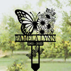 DINOMAN Personalized Memorial Plaques for Outdoors Butterfly Sunflower Mom Grave Marker Metal Garden Stakes Mom Memorial Gifts Sympathy Gifts for Loss of Loved One (Butterfly Sunflower) - Image 2