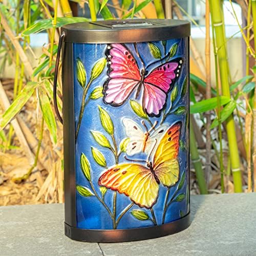 Butterfly Solar Lantern Outdoor Waterproof Hanging Glass Garden Light - Image 4