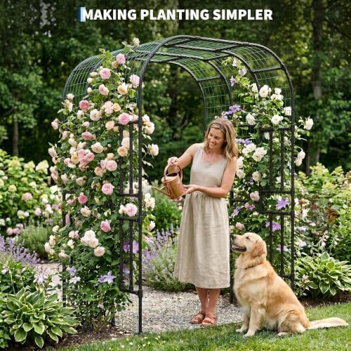 Garvee Metal Garden Arch Trellis, 7.5 Ft Black - Image 7