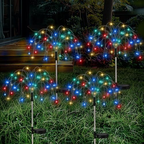 Lewondr 4 Pack Firework Solar Garden Lights Outdoor 8 Modes by Lewondr