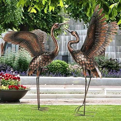 Garden Crane Statue Outdoor Metal Heron Yard Art Sculpture ,46 inch,2-Pack - Image 3
