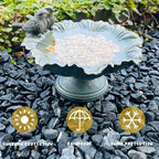 Bird Baths for Outdoors, Resin Pedestal Bird Bath Bowl with Bird Accents, Garden Decoration Bird Feeder for Patio, Lawn, Yard, or Table Decor - Image 6