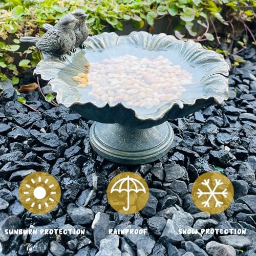 Bird Baths for Outdoors, Resin Pedestal Bird Bath Bowl with Bird Accents, Garden Decoration Bird Feeder for Patio, Lawn, Yard, or Table Decor - Image 6