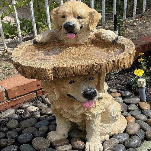Garden Decor Garden Decoration Puppy Tree Ornaments Bird Bath Statue Dog Feeder Outdoor Decor - Image 6
