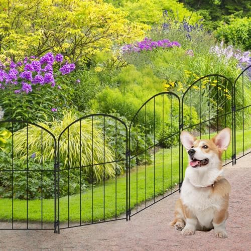 Decorative Garden Fence 24in (H) x 21ft (L), 20 Panels No Dig Garden Fencing Animal Barrier for Dogs Rabbits Arched Flower Bed Edging, Metal Wire Border Panel for Outdoor Patio Yard Decor - Image 5