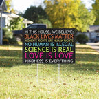 Black Lives Matter Yard Sign, In This House We Believe Yard Sign, Love is Love - 12" x 18" Double Sided, Corrugated Plastic with 15" H Metal Stake - Multi-Colored, 3-Pack - Image 2