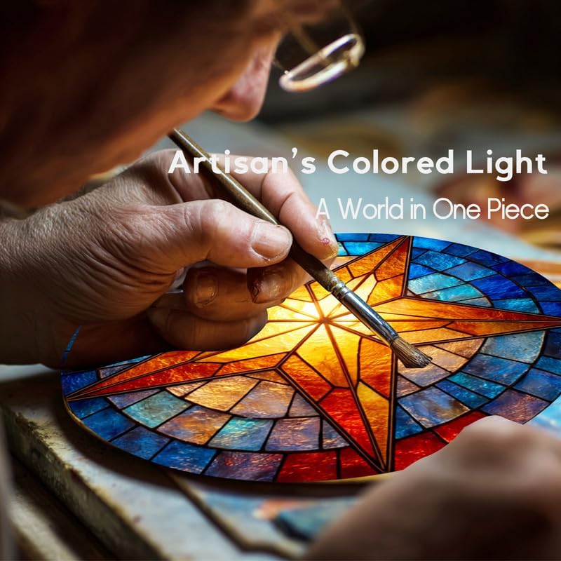 Stained Glass Window Hanging，Star 11.8in Sun Catchers Indoor Window, Home Decor Inside and Outside the Cottage, Gifts for Women - Image 3