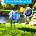 SAVENNA Mosaic Solar Gazing Ball 10 Inch, Glass Garden Globe with Auto On/Off for Yard, Lawn & Outdoor Decor, Blue Mosaic - Image 3
