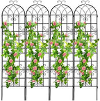 4 Pack 86.2x19.7in Metal Garden Trellis for Climbing Plants,Black Metal Garden Trellis for Vines Plant Rose Vegetable Support,Large Decorative Outdoor Trellis - Image 2