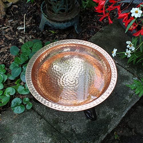 Achla Designs 201-7015 Hammered Short Stand Birdbath, Polished Copper Plated - Image 4