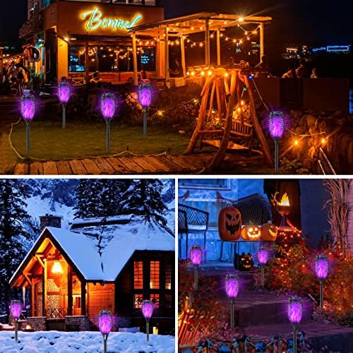 Purple Solar Torch Lights, Halloween Solar Lights Outdoor - Image 3
