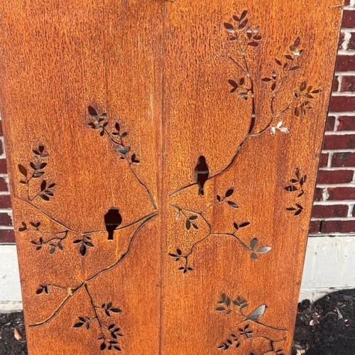 Rustic Metal Privacy Screens Set of 3, Rusty Iron Birds on Branches with Garden Stakes, Portable Standing Partition Panels for Garden, Wedding Decor - Image 4
