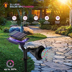 Color Changing Solar Spot Lights Outdoor, 21 LEDs Brightness Solar Pathway Lights Outdoor, IP67 Waterproof Exterior Solar Lights for House, 2-in-1 Solar Flood Lights Outdoor for Yard - Image 2