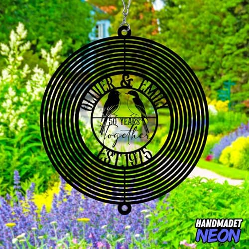 Personalized 50th Wedding Anniversary Lovebirds Metal Outdoor Wind Spinner Lovebirds Hanging Sign Custom Couple Name Spinner Sign Parents Gifts - Image 4