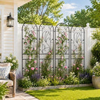 4-Pack 87" x 20" Sunflower Scroll Arch Black Metal Garden Trellises by Ultym