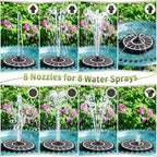 SZMP Solar Fountain, Works in Cloudy with 2000mAh Battery Backup, Glass Solar Powered Bird Bath Fountain with Smart Status Indicators, 3.5W, 8 Nozzles, for Garden, Outdoor (White) - Image 4