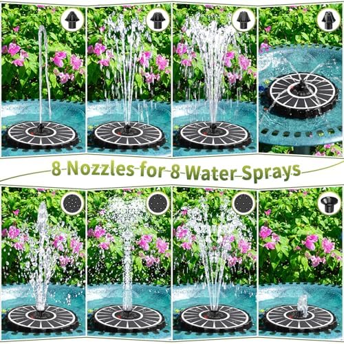 SZMP Solar Fountain, Works in Cloudy with 2000mAh Battery Backup, Glass Solar Powered Bird Bath Fountain with Smart Status Indicators, 3.5W, 8 Nozzles, for Garden, Outdoor (White) - Image 4
