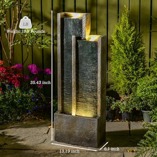 Bumilgar Indoor Water Fountain 35.4-Inch Modern Rectangular Waterfall - Image 5