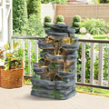 24" H Stacked Rock Outdoor Water Fountain,7-Tier Cascading Waterfall by MAIBH-MAIntainBrilliantHouse