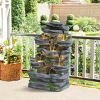 24" H Stacked Rock Outdoor Water Fountain,7-Tier Cascading Waterfall by MAIBH-MAIntainBrilliantHouse