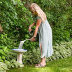 Sunnydaze Ceramic Bird Bath Bowl,16” H, Blue Glaze Basin, White Lava Finish - Image 6