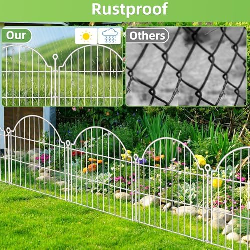 10 Panels No Dig Decorative Garden Fence for Yard, 24in(H) x 20ft(L), White - Image 5