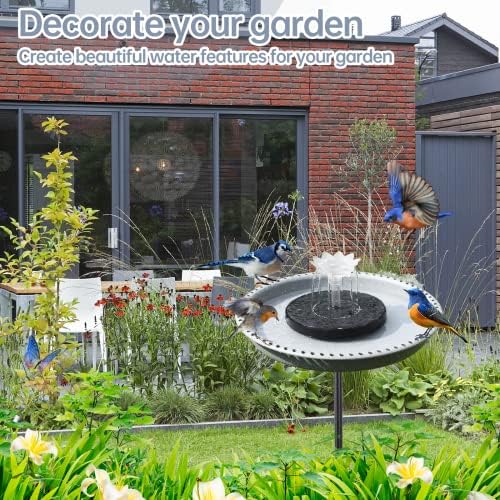 Solar Powered Bird Bath with Fountains for Hummingbirds,Stable Stylish Design with 5-Prong Base Metal Stake Plastic Bird Baths for Outside Lawn Patio Yard Garden - Image 5