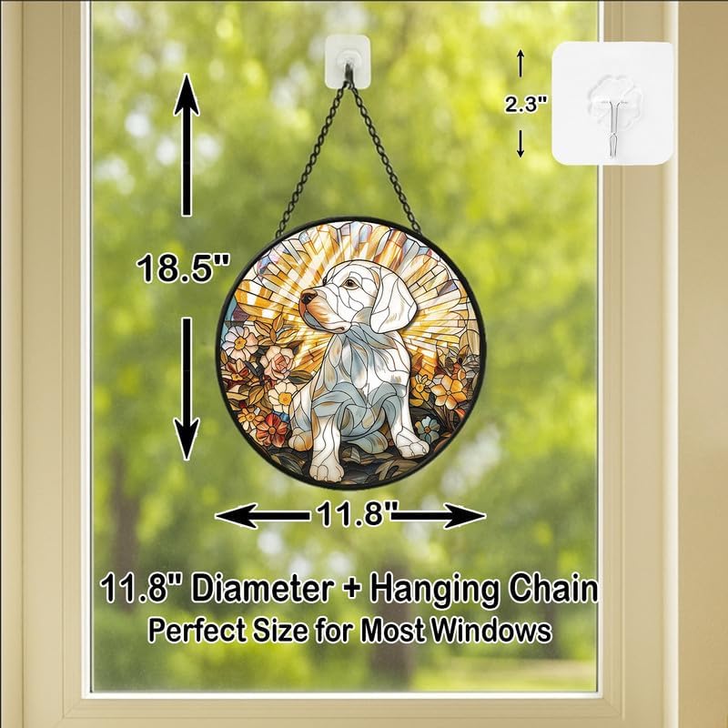 Stained Glass Window Hanging - American Shorthair Cat with Blue Glass Glow 11.8in Sun Catchers Indoor Stained Glass Panels Wall Decor for Mom, Wife, Lovers, Festive - Image 4