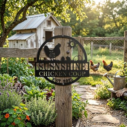 Custom Name Chicken Coop Metal Decor,Personalized Metal Fluffy Butt Hut Sign - | Funny Outdoor Backyard Poultry House Wall Art | Unique Birthday Gift for Farm Animal Lovers - Image 3