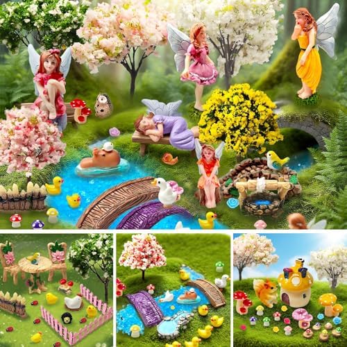 114 Pcs Miniature Fairy Garden Accessories Kit Resin Elves Animal Figurines Decor Micro Landscape Ornaments for DIY Micro Dollhouse - Image 6