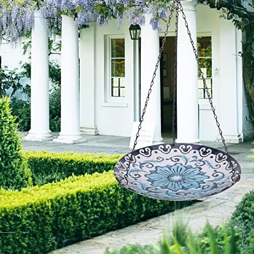 MUMTOP Hanging Bird Bath Outdoor Glass Flower Birdfeeders Garden Yard Decor - Image 5