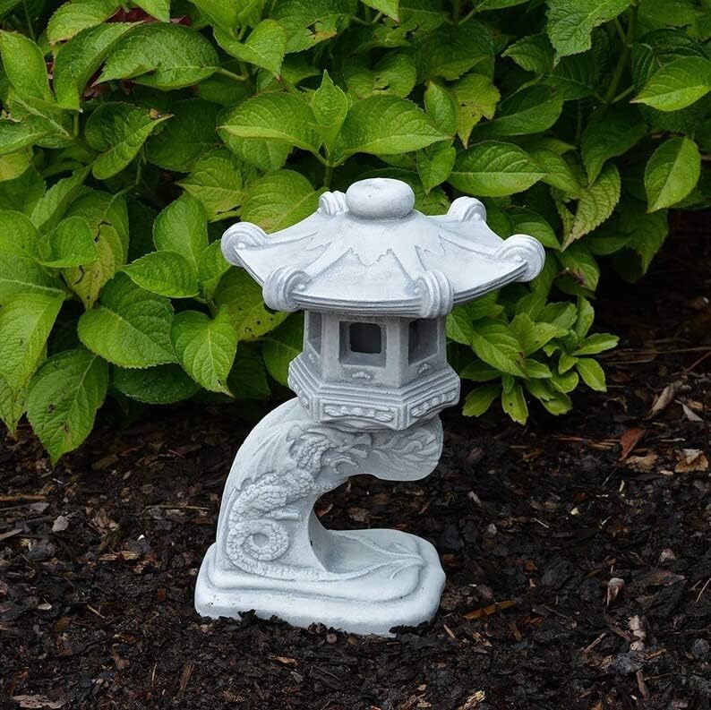 Concrete Pagoda Figurine Asian Garden Lantern Decoration Pagoda for Candles Sculpture Zen Garden Style by Unknown