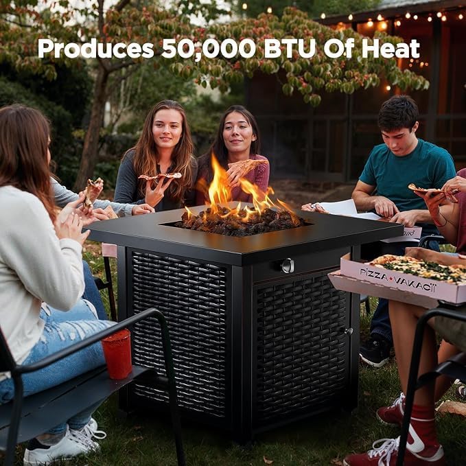 Ciays 32 Inch Propane Fire Pit, CSA-Listed Outdoor Gas Fire Pits 50,000 BTU Steel Fire Pit Table with Lid, Add Warmth and Ambience to Gatherings and Parties On Patio Deck Garden, Black,CIFPT4B - Image 3