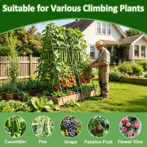 unho Metal Tall Garden Trellis for Climbing Plants Outdoor 2 Pack 82"x27" - Image 6