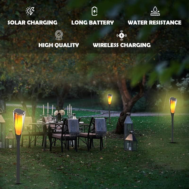 12 Led Solar Torch Light 360° Luminous Range Outdoor Lawn Lamp Flickering Flame Beating Effect Waterproof for Daily Use Festivel/Party Decor (12 Led Pack of 1) - Image 2
