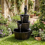 Giantex 3-Tier Barrel Waterfall Fountain with Electric Pump, 37'' - Image 3