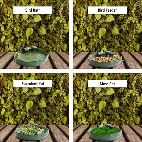 Ceramic 9.45 inch Beige Heavy Duty Ground Wild Bird Bath Bowl or Feeder for Outdoor Garden, Bowl Only - Image 5