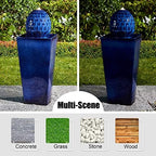 Glitzhome Ceramic Outdoor Water Fountain with LED Light, Oversized Artichoke Pedestal Water Fountains with Submersible Pump, Patio Fountain Waterfall for Garden Patio Deck Porch, Cobalt Blue, 35.75" H - Image 6