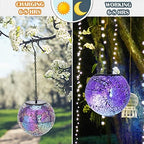 Mosaic Solar Lanterns Waterproof Hanging Solar Lights Graden Decor, Purple - Image 3