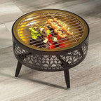 LXLZYXSF Wood Burning Fire Pit Bowl with Table Top, Round Tea Table, Metal Fire Basin for Outdoor Indoor Yard Garden Deck Porch Living Room Patio (Color : B, Size : 52.5cm/20.6inch Wide) - Image 5