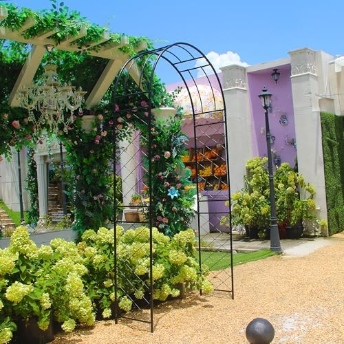 Metal Garden Arch Pergola Arbor 7.9 Ft H x 3.8 Ft W with Stakes - Image 2