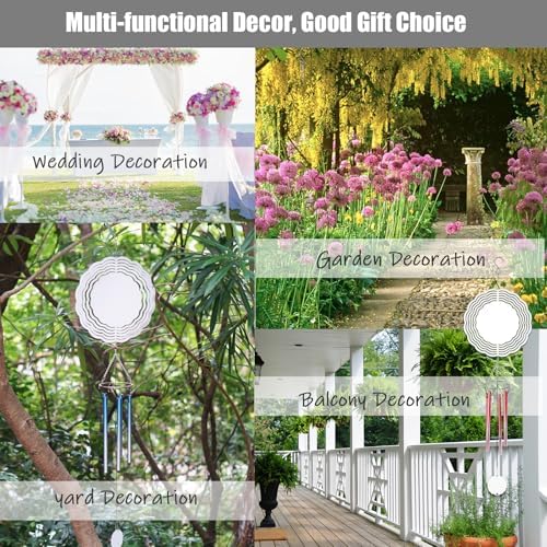 4 Packs Sublimation Wind Chime Wind Spinner Blanks Set 3D Aluminum Metal Wind Sculpture Kinetic Spinners Chimes for Yard and Garden Indoor Hanging Decoration (Classics) - Image 5