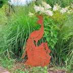 Peacock Garden Stake - 15.76" Tall Metal Yard Art with Intricate Feather Design, Rusted Outdoor Sculpture for Lawn & Fence Decor - Housewarming & Birthday Gift for Women, Mom & Grandma by Unknown