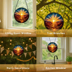 Stained Glass Window Hanging，Canyon Sunrise Landscape 11.8in Sun Catchers Indoor Window, Home Decor Inside and Outside the Cottage, Gifts for Women - Image 5