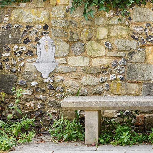 Relaxdays Antique Wall Water Fountain, Faucet, Nostalgic, Garden Basin, Cast Aluminium, HWD 40 x 24.5 x 13 cm, White - Image 5