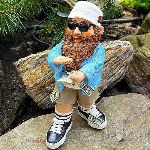 Mood Lab Garden Gnome - Lucky Rich Gnome Statue - 9.25 Inch Tall Lawn Figurine - for Outdoor or House Decor - Image 6