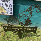 Custom Garden Gnome Monogram Metal Yard Sign – Personalized Outdoor Decor with Gnome & Wheelbarrow – Custom Name House Sign, Cute Garden Art, Patio & Lawn Decoration - (Black, 14" x 20") - Image 4