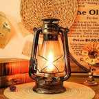 POCHY Classic Oil Lamp 12.2 Inch Oil Lamp Vintage Oil Lantern Metal Hanging Hurricane Lamp for Outdoor Indoor Lighting Use Kerosene Lamp Portable - Image 3